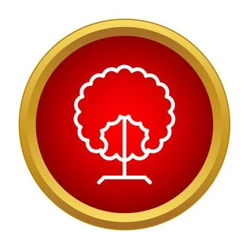 Tree icon with golden border on a red background 스톡 일러스트