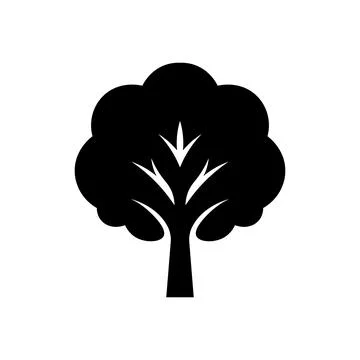Tree icon isolated black on white background. Vector Illustration. Stock Illustration