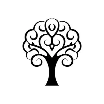 Tree icon isolated black on white background. Vector Illustration. Stock Illustration