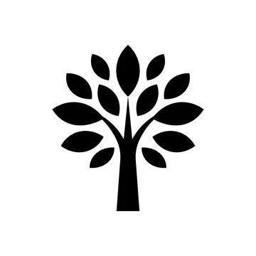 Tree icon isolated black on white background. Vector Illustration. Stock Illustration