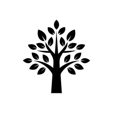 Tree icon isolated black on white background. Vector Illustration. Stock Illustration