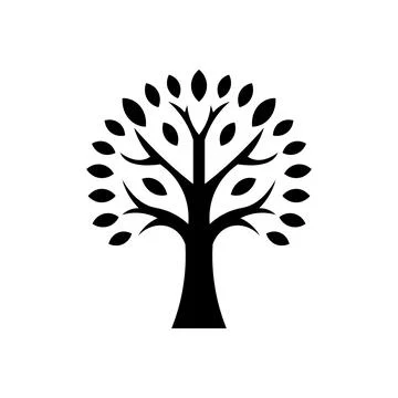 Tree icon isolated black on white background. Vector Illustration. Stock Illustration