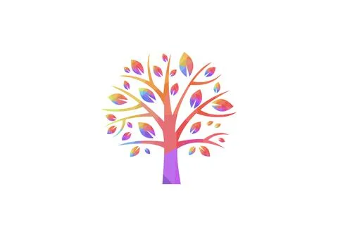 Tree Icon Logo. Teamwork people tree logo vector Stock Illustration