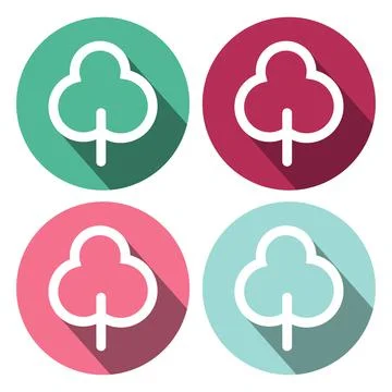 Tree icon with long shadow color Stock Illustration