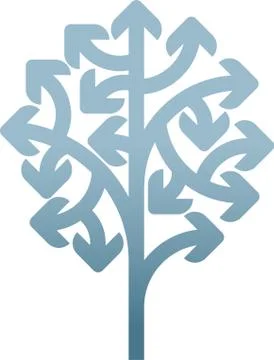 Tree icon made by branch arrows in gray. Stock Illustration