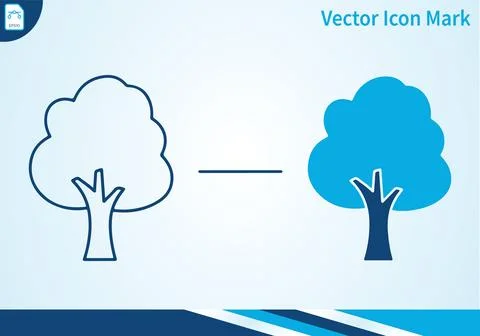Tree icon outline and filled for nature illustration. 스톡 일러스트