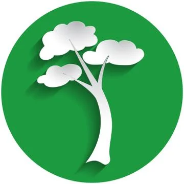 Tree icon in paper style Stock Illustration