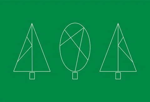 Tree icon set - cute trees cartoon illustration. Nature collection. Stock Illustration