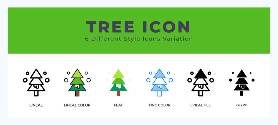Tree icon set with different styles. Design elements for logo. Vector illus.. 스톡 일러스트