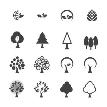 Tree icon set Stock Illustration