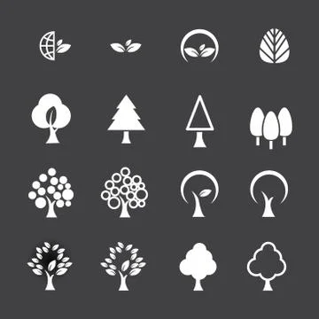 Tree icon set Stock Illustration