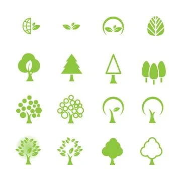 Tree icon set Stock Illustration