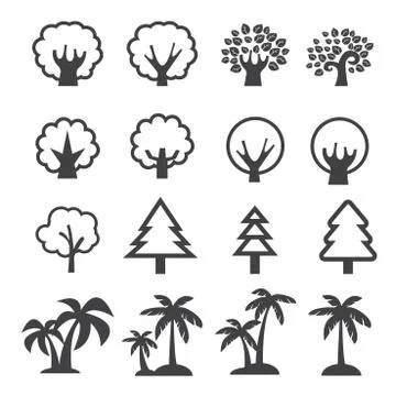 Tree icon set Stock Illustration