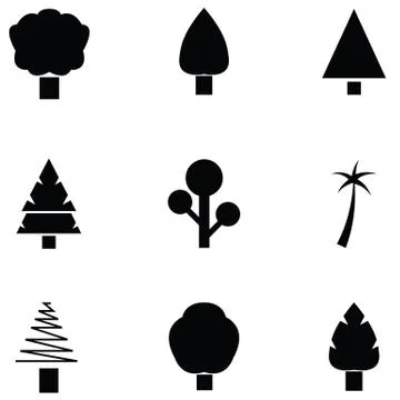Tree icon set Stock Illustration