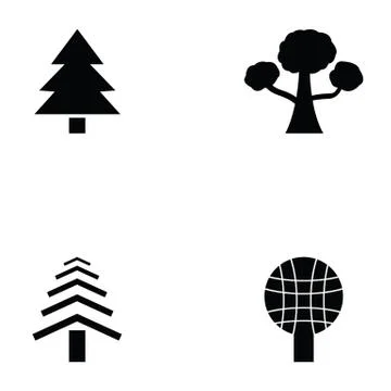 Tree icon set Stock Illustration