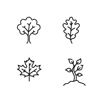 Tree icon set Illustrazione stock