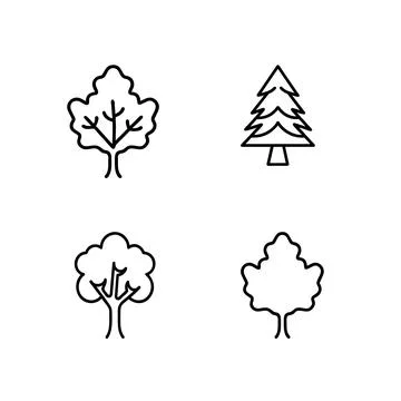 Tree icon set Illustrazione stock