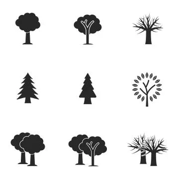 Tree icon set. Line style icon design. UI. Illustration of tree icon. Pictogram Illustrazione stock