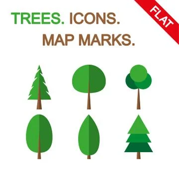 Tree icon set. Map marks Stock Illustration