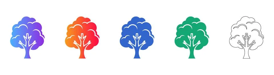 Tree Icon Set for Nature Design イラスト素材