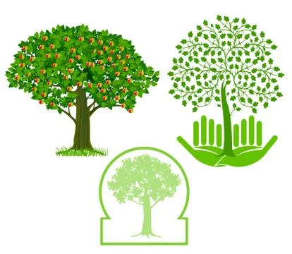 Tree icon set, sign Stock Illustration