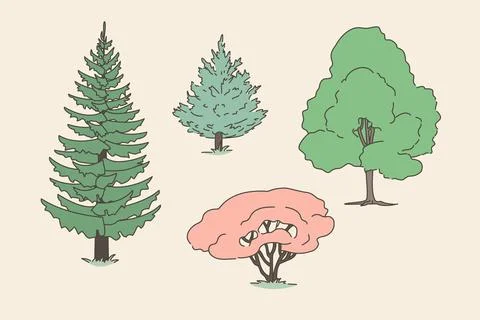 Tree icon set. Trees cartoon vector illustration 스톡 일러스트
