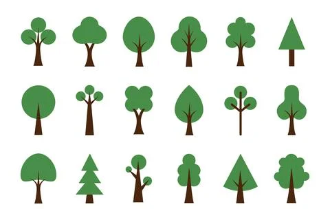 Tree icon simple. Flat park isolated elements, jungle sign design. Green fore Stock Illustration