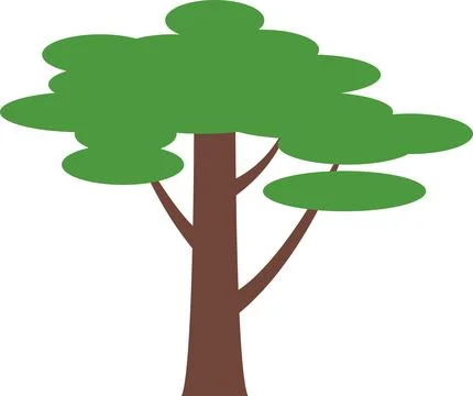 Tree icon, simple silhouettes. Flat trees set, pines, spruces, conifers Illustrazione stock