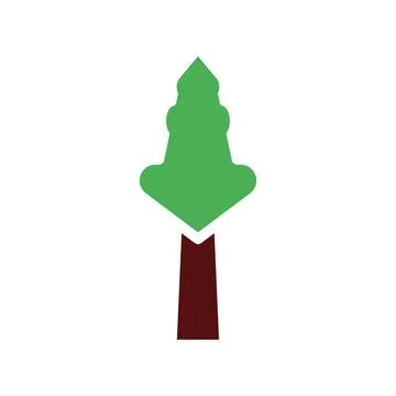 Tree icon solid green brown Stock Illustration