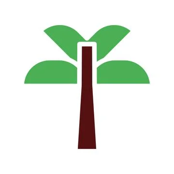 Tree icon solid green brown Stock Illustration