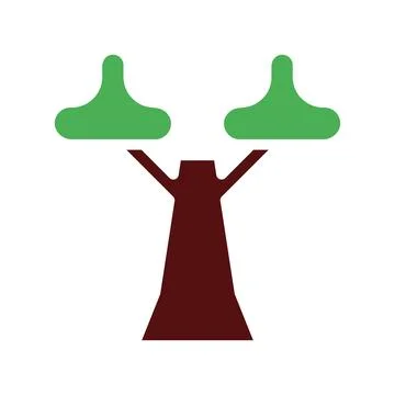 Tree icon solid green brown Illustrazione stock