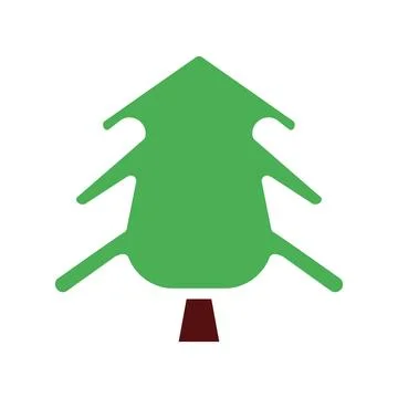 Tree icon solid green brown Stock Illustration