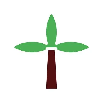 Tree icon solid green brown Stock Illustration