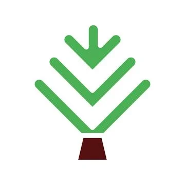 Tree icon solid green brown Stock Illustration