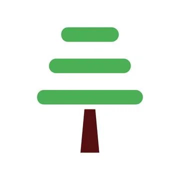 Tree icon solid green brown Stock Illustration