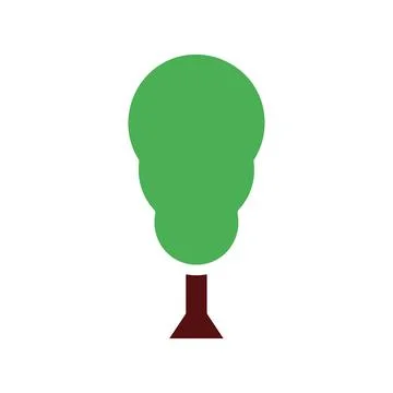 Tree icon solid green brown Stock Illustration
