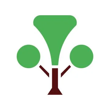 Tree icon solid green brown 库存插图