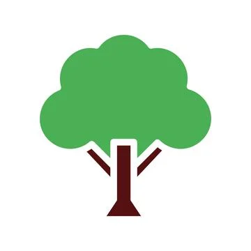 Tree icon solid green brown Stock Illustration