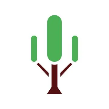 Tree icon solid green brown Stock Illustration