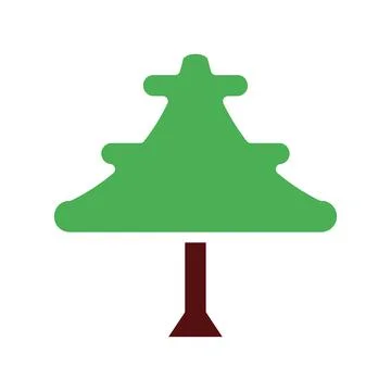 Tree icon solid green brown Illustrazione stock