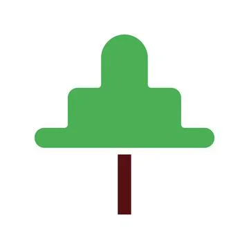 Tree icon solid green brown Stock Illustration