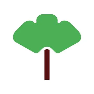 Tree icon solid green brown Stock Illustration