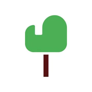 Tree icon solid green brown Stock Illustration