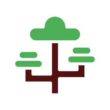 Tree icon solid green brown Illustrazione stock