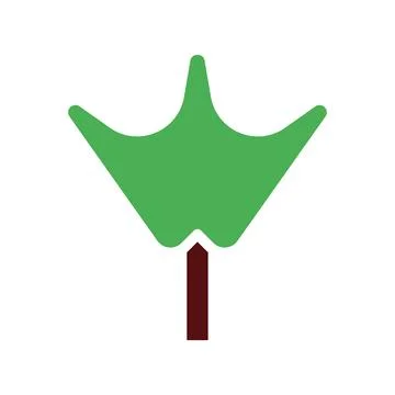 Tree icon solid green brown Stock Illustration
