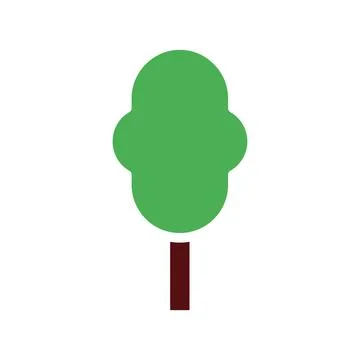 Tree icon solid green brown Stock Illustration