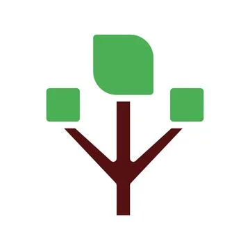 Tree icon solid green brown Stock Illustration