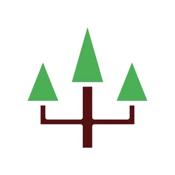 Tree icon solid green brown 库存插图