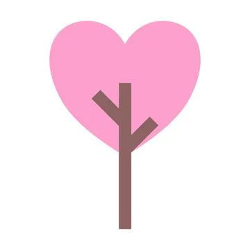 Tree icon vector heart geometric symbol for nature, ecology and environment Illustrazione stock