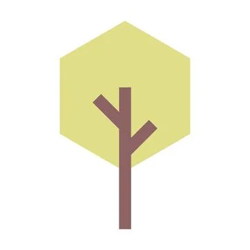 Tree icon vector hexagon geometric symbol for nature, ecology and environment Stock Illustration